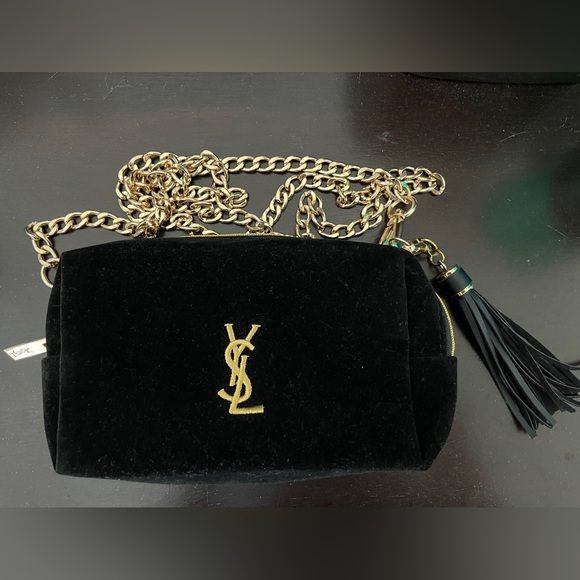 Yves Saint Laurent Handbags - Yves Saint Laurent Black and Gold Cosmetic Bag